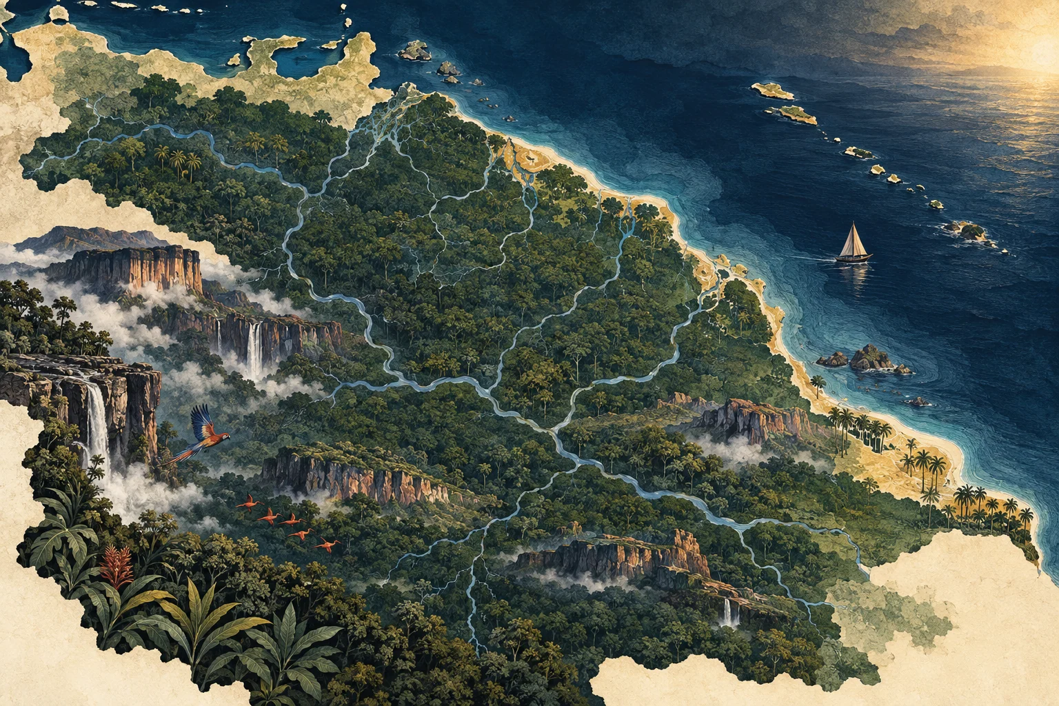 Illustration: Northeastern South American coast and Guiana shield rivers